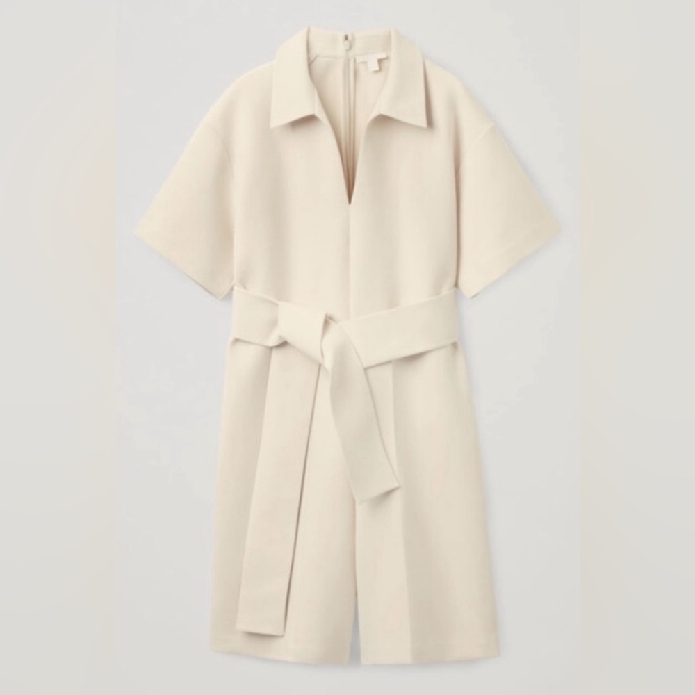 COS Open-collar short sleeve romper in Beige - Size S - Picture 5 of 8